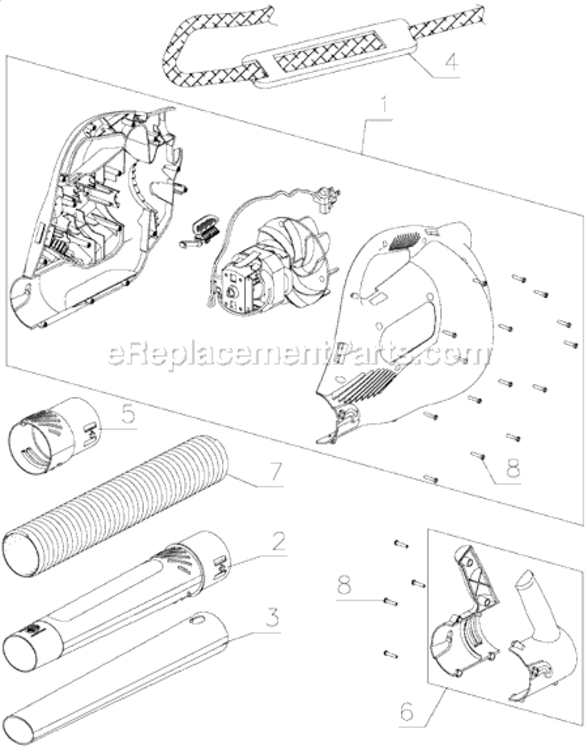 Page A Diagram and Parts List for FT1000 Type 1 Black and Decker Leaf Blower / Vacuum